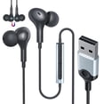 thumbnail image 1 of USB Headset with Microphone for PC 7.5 Ft Cable USB A Headphones for Computer Wired USB Earbuds with Mute inLine Stereo Noise Cancelling Call Cord Earphones for Laptop Dell Lenovo Surface PS5 Switch, 1 of 7