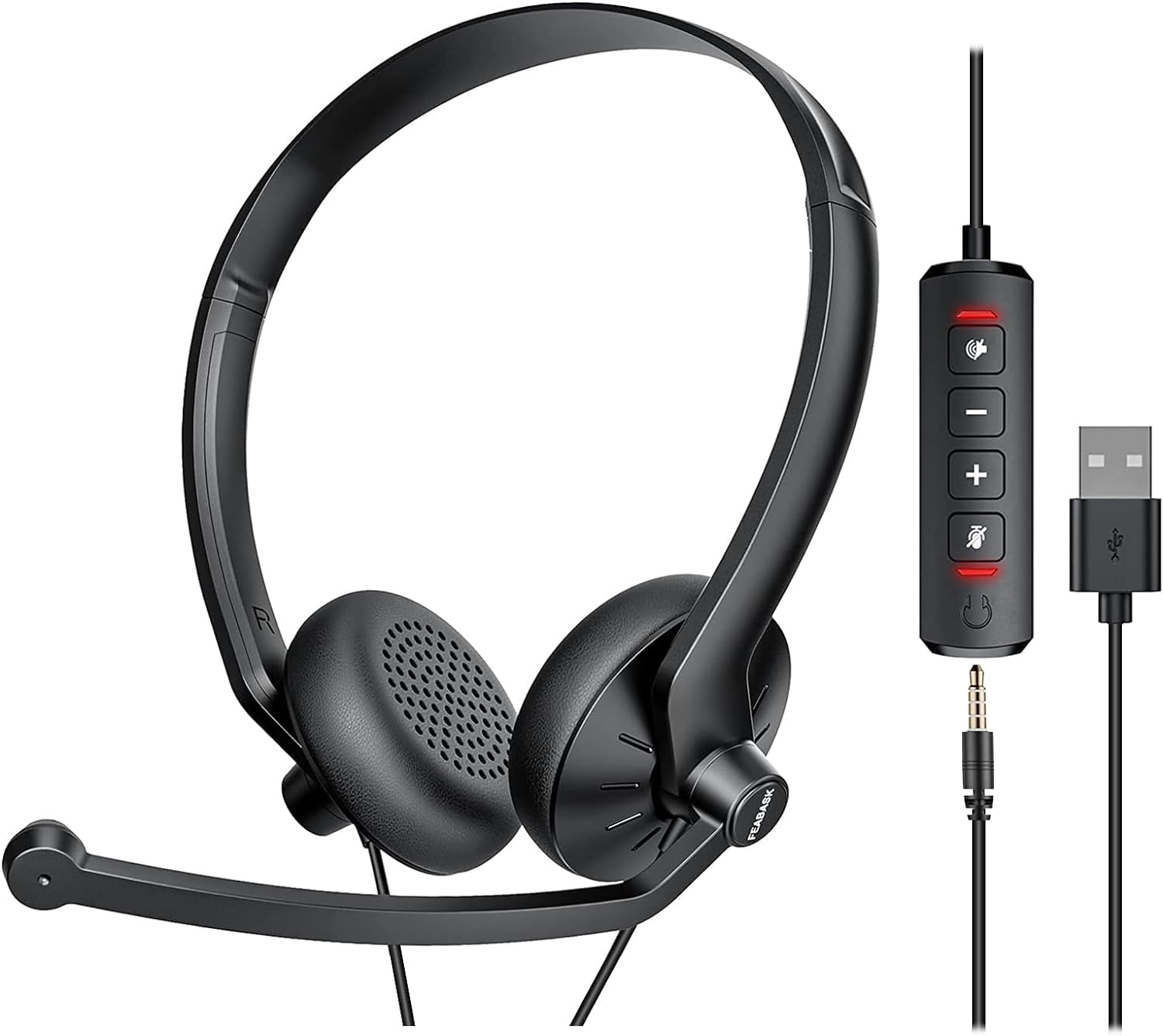 Usb Headset Pc USB Headset with Microphone for PC Laptop - Wired Computer Headphones ...