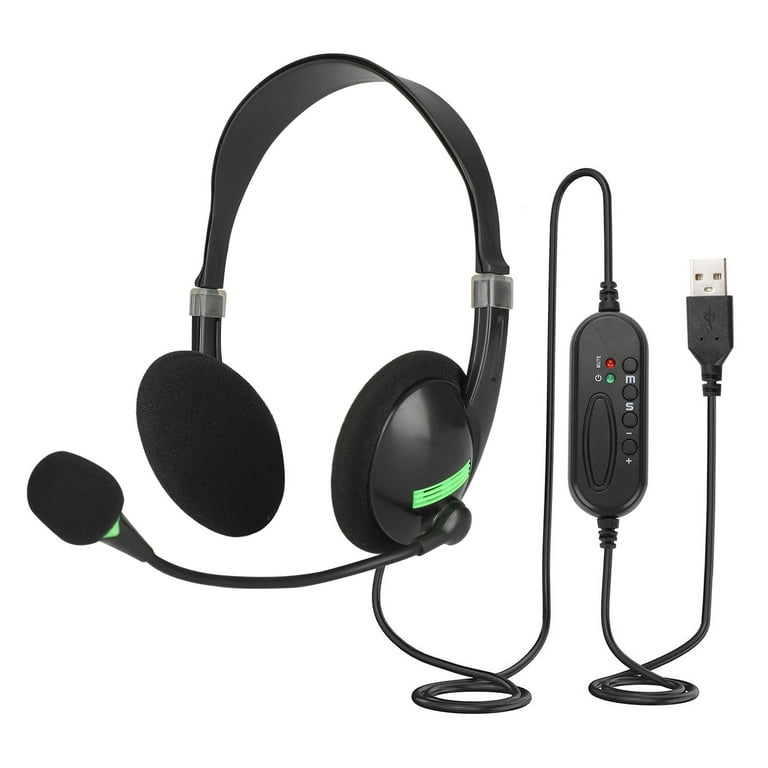 USB Headset with Microphone Stereo Noise Cancelling Computer Headphones with Mic Boom Audio Control Wired PC Headset for Laptop Office Call Center Business Skype Webinar Zoom Mac Walmart