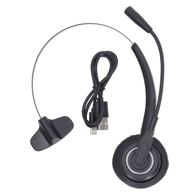 USB Headset Single Ear Bluetooth Noise Canceling Adjustable Customer Service Headphone with