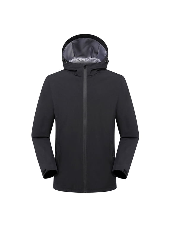 USB Heated 3-in-1 Jacket for Men & Women, Windproof Water Resistant Lightweight Hiking Coat w/Removable Hood, All Season Cold Weather Gear