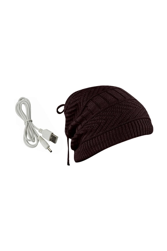 USB Heated Beanie Scarf 2 in 1, Electric Heating Skull Cap Neckerchief - Winter Running Ski Knitted Hat & Neck Warmer, Rechargeable Head Warmer for Cold Weather