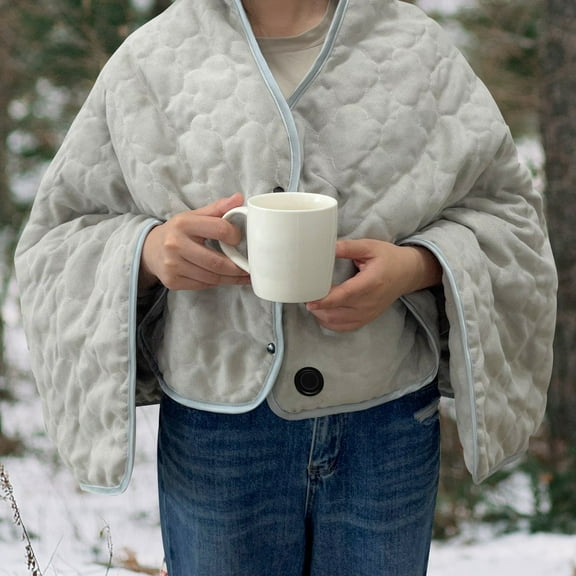 USB Heated Blanket 55x32 Inch Portable Cordless Wearable Heated Shawl Throw Blanket for Home Outdoor Battery Operated Heated Blanket with 3 Heat Settings