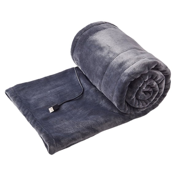 USB Heated Blanket Battery Operated Portable Flannel Heating Blanket - Electric Throw Washable Heated Blanket Cordless for Camping Winter, Grey