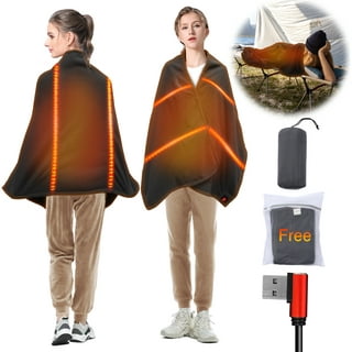 EQWLJWE Portable Heated Blanket USB Heated Electric Warming Shawl Lap  Blanket,Heating Camping Throw Cordless Poncho Wrap Blanket for Outdoors  Stadium Home Office 40 × 28 Clearance 