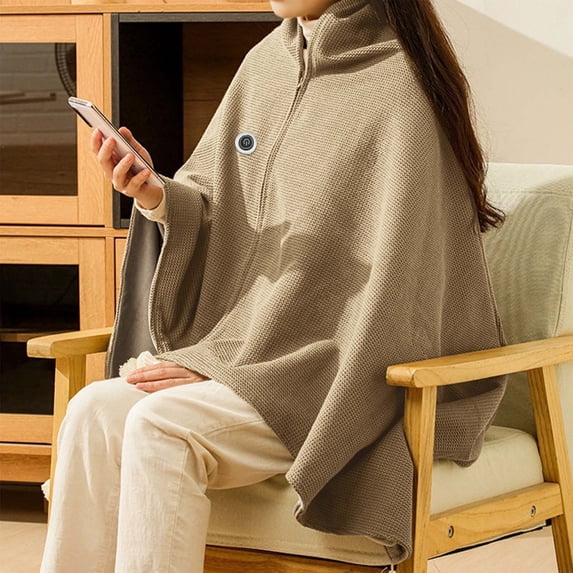 USB Heated Blanket Heated Throw Blanket USB Throw Blanket With Zipper Wearable Portable Throw Wrap Washable Wearable Winter Body Warming Wrap Heating Shawl