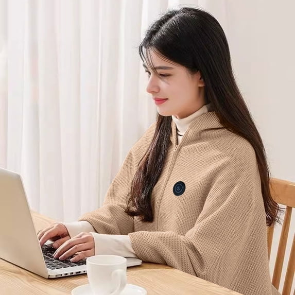 USB Heated Blanket, Heated Throw Blanket, USB Throw Blanket with Zipper, Comfortable and Warm, Quicks Heating, Convenient to Use(Beige)