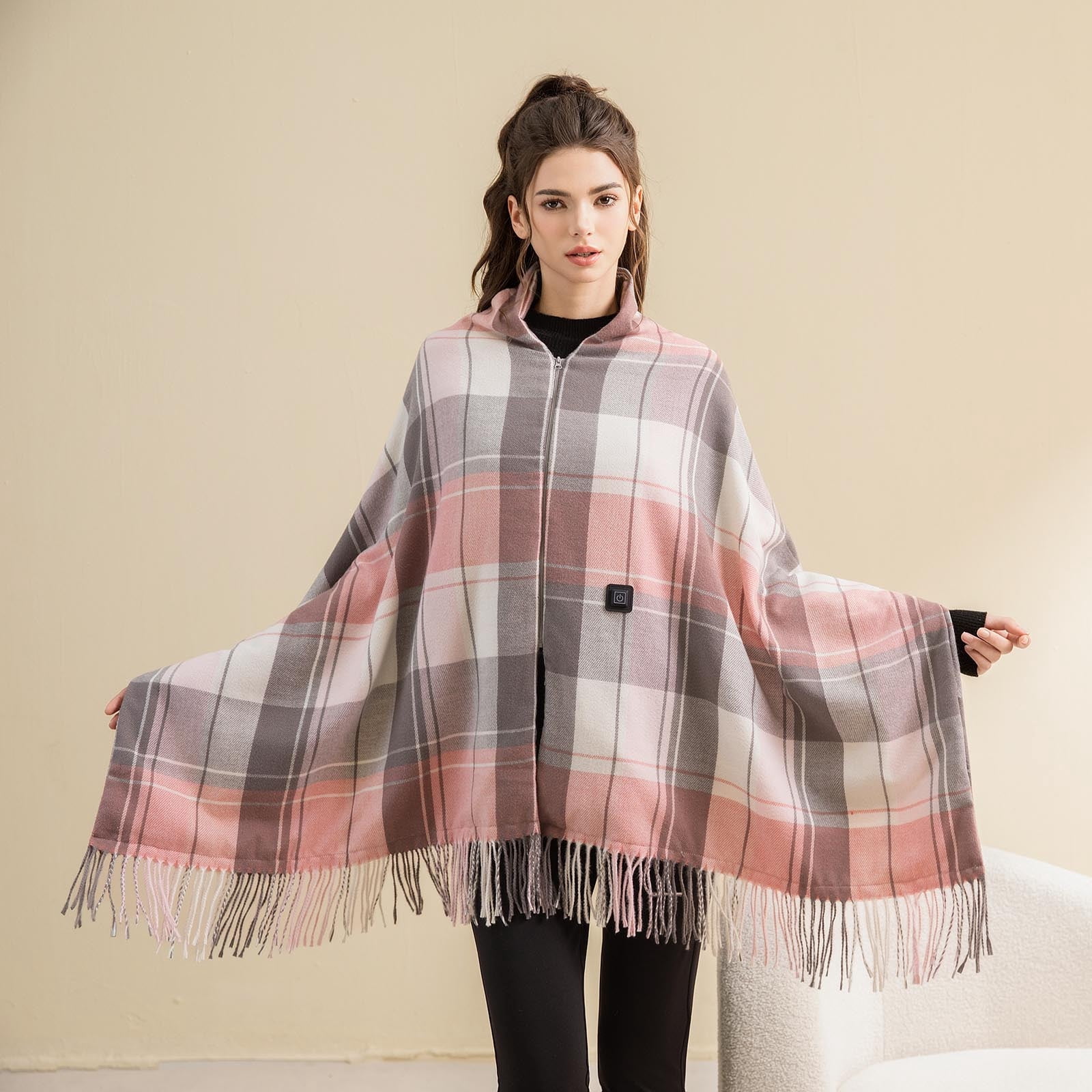 USB Heated Blanket Shawl, USB Heated Blanket Electric Throw, Portable Heated Blanket, Heating Zones Cordless Zip Heated Blanket for Women, Outdoor