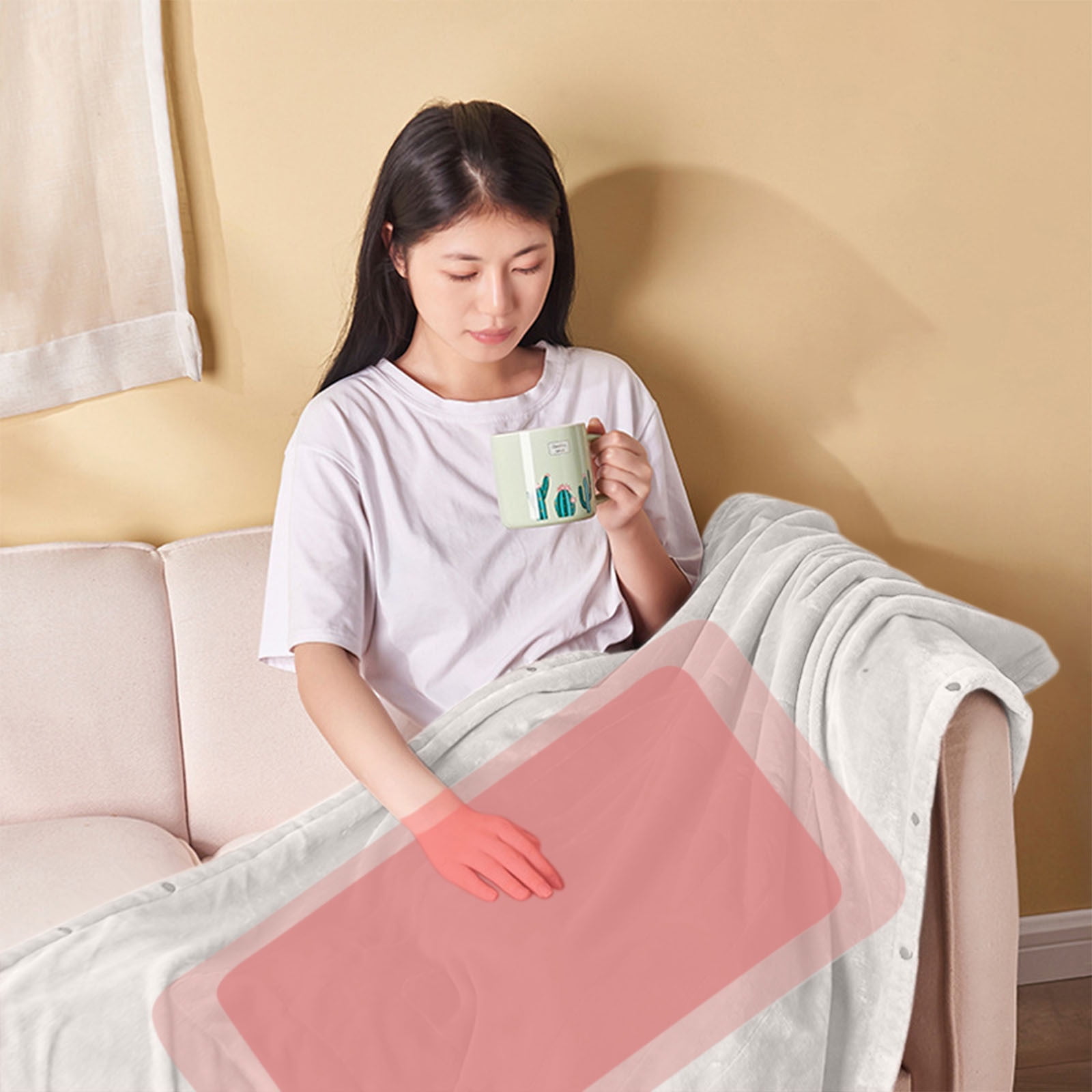 USB Heated Blanket Throw, Fast Heating Electric Blanket with 3 Heat Settings and Overheat Protection, for Office Home Travel Sofa Relaxation Warm Gift
