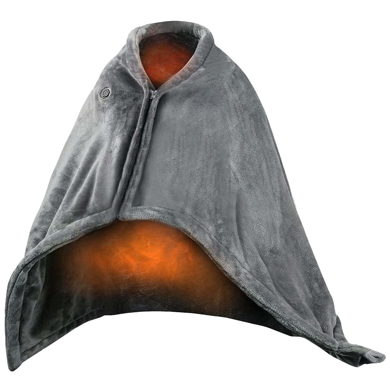 USB Heated Blanket, Wearable Heated Poncho Shawl Wrap with Zipper, 3 Heating Levels & 8 Heating Zones, Warm Winter Gift for Women Girls