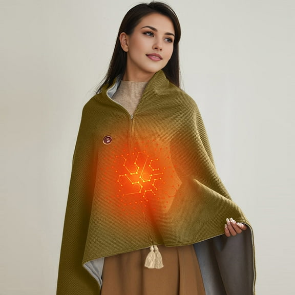 USB Heated Blanket,Wearable Heated Throw,Portable Electric Blanket,Soft Warm Throw,Adjustable Temperature Heated Blanket,Hands-Free Heating Wrap,Travel Heated Blanket,Cozy USB Blanket