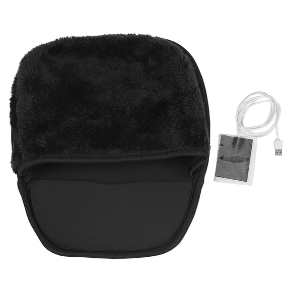 USB Heated Computer Mouse Pad Hand Warmer Roomy Plush Heating Hand Warming Pad Desk Accessories 11.4 inches / 29 cm Black