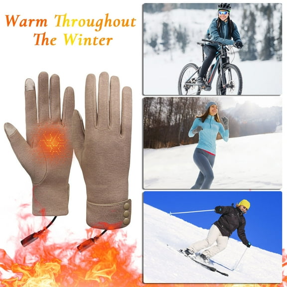 USB Heated Cycling Gloves for Winter, Rechargeable Battery Powered Warm Touchscreen Gloves, Windproof and Water-Resistant for Outdoor Sports, Motorcycling and Driving
