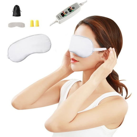 USB Heated Eye Mask for Dry Eyes with Adjustable Temperature & Timer, Warm Eye Compress Mask for Sleeping, Travel, Stress Relief, Soft Washable Cover, 3 Heat Settings, Fits All Head Sizes