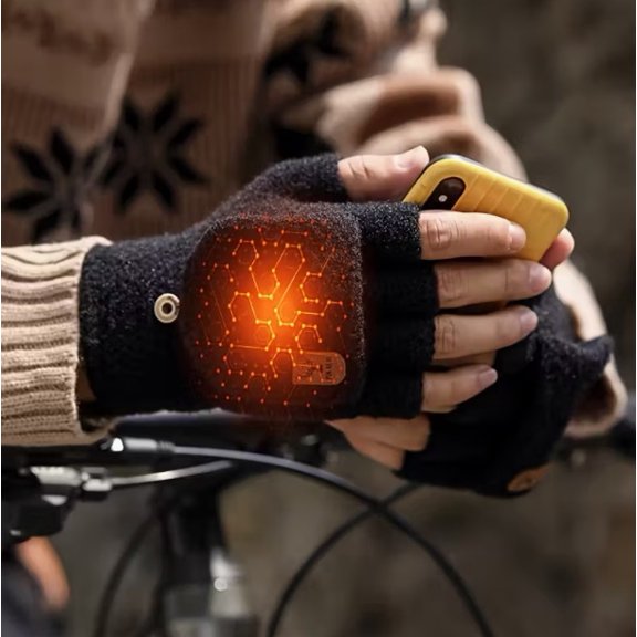 USB Heated Fingerless Gloves - One Size Fits All, Temperature Control Hand Warmers for Indoor Use