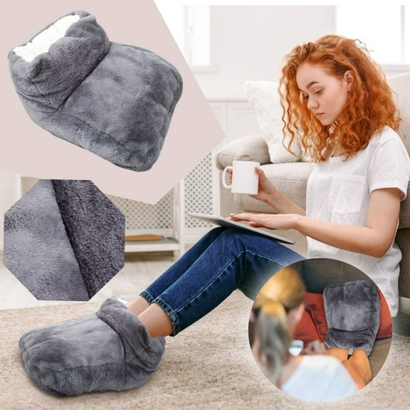 USB Heated Foot Warmer Slippers, Portable Feet Warming Pad with Heating, Soft Comfortable, for Home office Bed and Winter Relaxation, 12.6x9.8 in