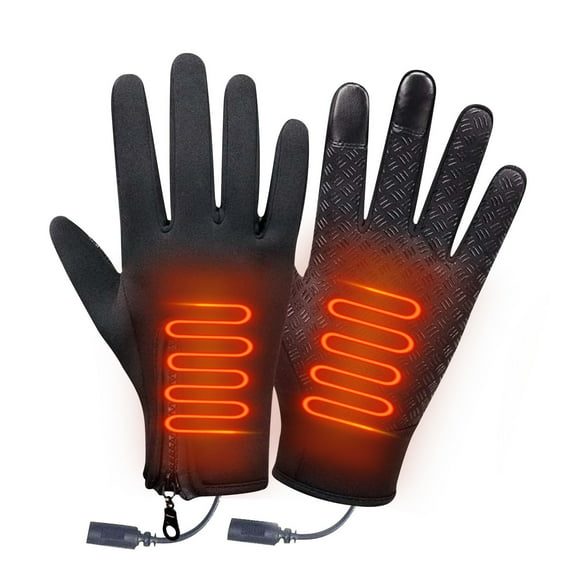 USB Heated Gloves, Electric Rechargeable Heated Gloves for Men Women, Anti Slip Touchscreen Waterproof Gloves, Winter Thermal Heating Mitts for Outdoor Skiing Cycling Hiking