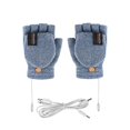thumbnail image 1 of USB Heated Gloves Plush Fingerless Gloves for Women Men Rechargeable Electric Touchscreen Gloves Heating Mittens for Winter Cold Weather Outdoor Working Hiking Cycling, 1Pc(Blue,7.8x4.3"), 1 of 7