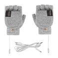 thumbnail image 1 of USB Heated Gloves Plush Fingerless Gloves for Women Men Rechargeable Electric Touchscreen Gloves Heating Mittens for Winter Cold Weather Outdoor Working Hiking Cycling, 1Pc(Grey,7.8x4.3"), 1 of 7