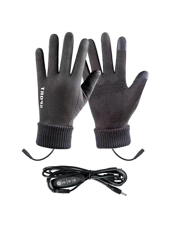 USB Heated Gloves with Temperature Control,Touchscreen Compatible Winter Warm Gloves for Outdoor Activities,3 Heat Settings Hand Warmer for Cold Weather(Gray)