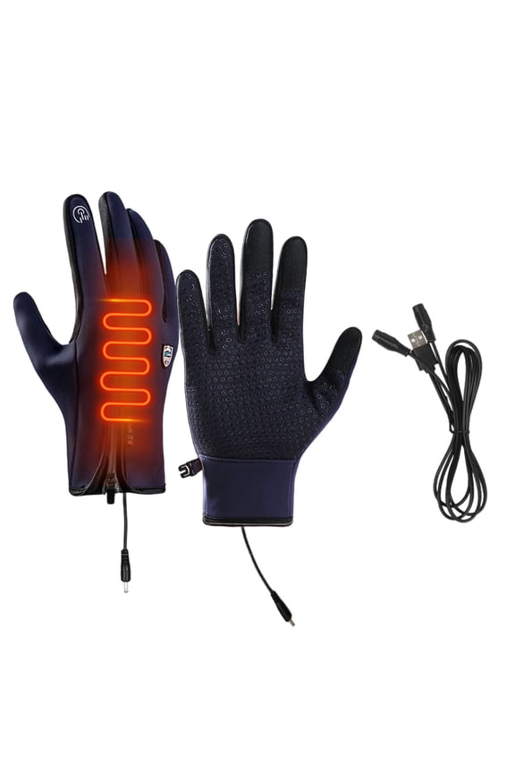 USB Heated Gloves Touchscreen Enabled and Water Resistant - Rechargeable Winter Warm Mittens for Driving and Cycling - Thermal Outdoor Gloves for Hiking and Cold Weather(Blue,M)