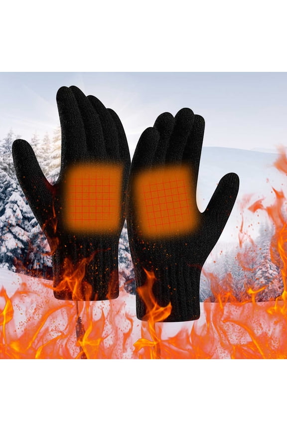 USB Heated Gloves with Touchscreen Fingers, USB Cable Length 1.5M, 35-40°C Warming Winter Gloves for Outdoor Activities, Fleece Lined Unisex, Gray, One Size Black