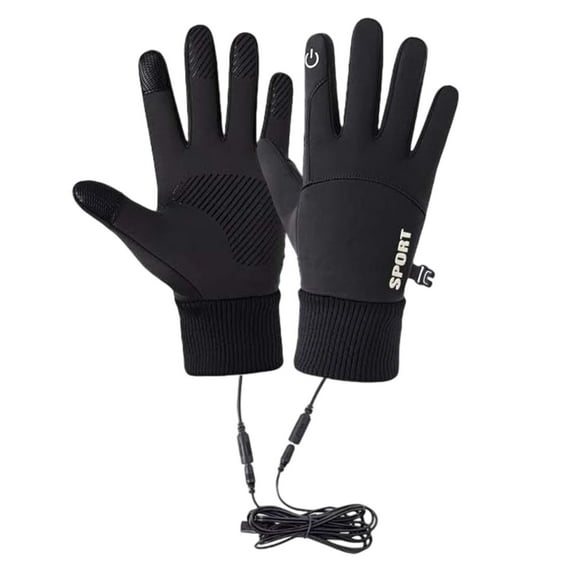 USB Heated Gloves, Waterproof Touchscreen Winter Gloves for Driving Cycling Skiing Hiking(Black-L)