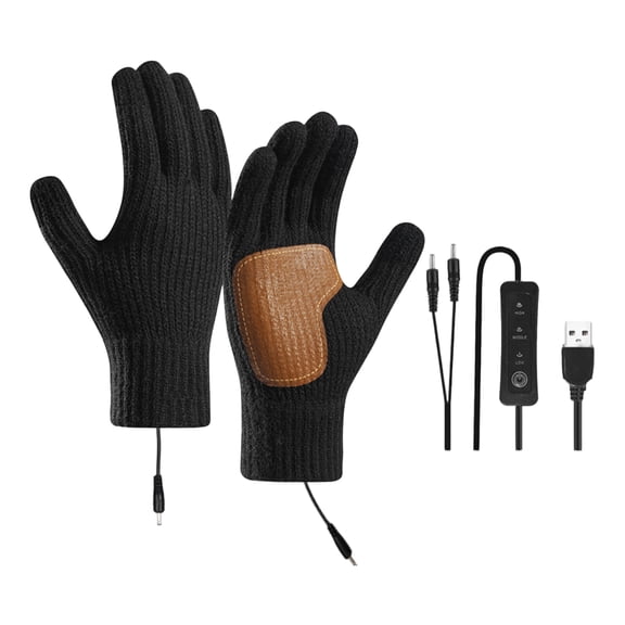 USB Heated Gloves, Winter Touchscreen Fleece-Lined Warm Gloves, Cold-Resistant for Men & Women, Essential for Outdoor Cycling & Commuting,Black