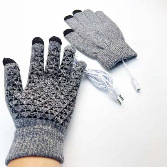 USB Heated Gloves for Men and Women, Winter Warm Knit Gloves with Adjustable Temperature, Touchscreen Fingers, Washable, Indoor and Outdoor Use