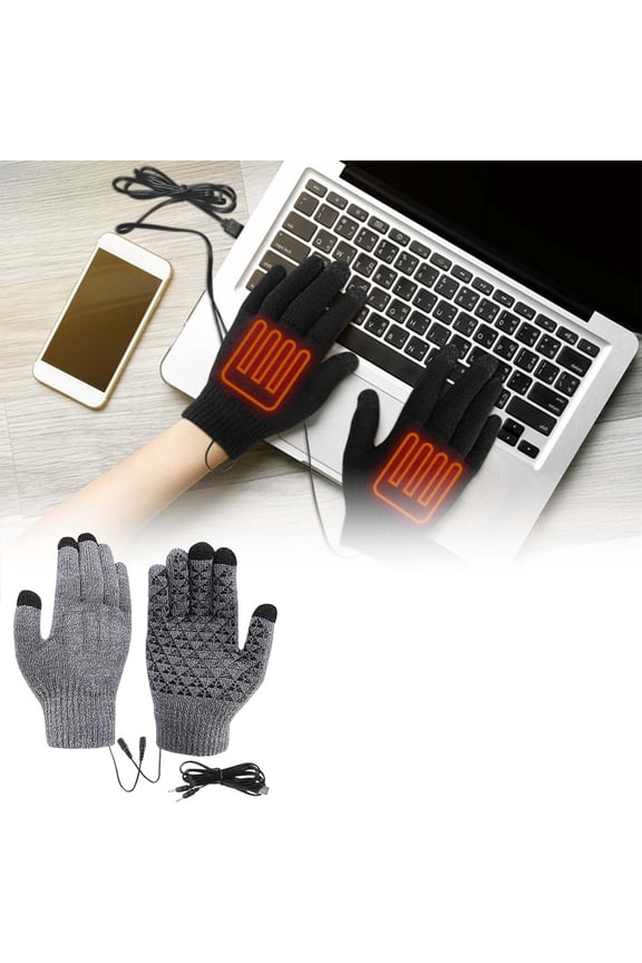 USB Heated Gloves for Students Winter Warmth Typing Gaming All Finger Heating Knitted Touchscreen Compatible