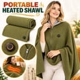 thumbnail image 1 of USB Heated Hoodie Blanket, Wearable Electric Heating Wrap with Attached Hood, Portable Fast Heating 15 Seconds Plush Throw for Office Home, Machine Washable USB Blanket Green, 1 of 7