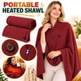 thumbnail image 1 of USB Heated Hoodie Blanket, Wearable Electric Heating Wrap with Attached Hood, Portable Fast Heating 15 Seconds Plush Throw for Office Home, Machine Washable USB Blanket Wine#, 1 of 7