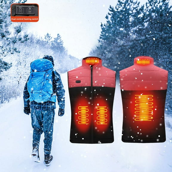 USB Heated Jacket for Women/Men - 4-Zone Winter Coat with 3 Heat Settings, Windproof Polyester Vest for Outdoor Work/Skiing, Machine Washable, Pink/Black (S-5XL)