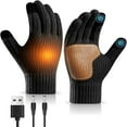 thumbnail image 1 of USB Heated Knitted Gloves, Winter Warm Anti-Slip Waterproof Windproof Gloves, Touch Screen Compatible, One Size Fits for Driving Running Indoor Outdoor Activities, 3.93*8.26in, Black, 1 of 5