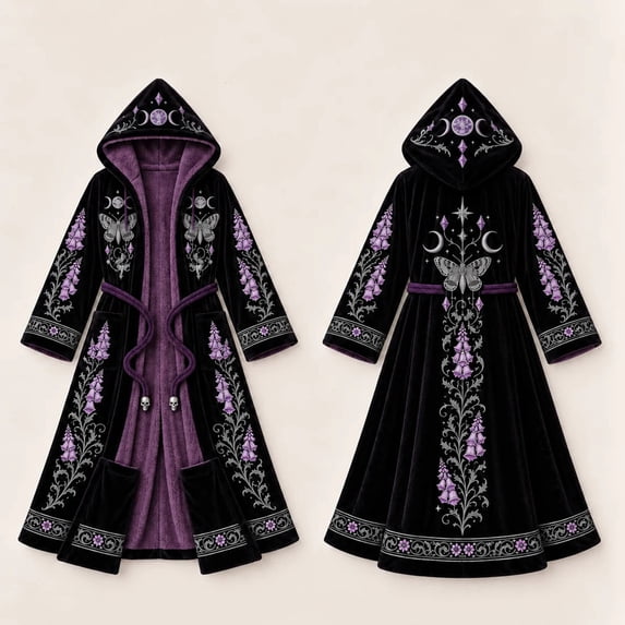 Gothic Roses To Color USB Heated Plush Velvet Thermal Robe Loungewear, Gothic Blue Rose ...
