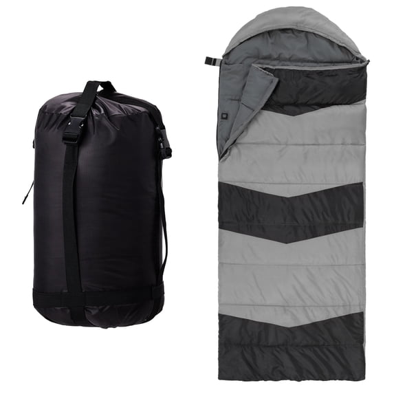 USB Heated Rectangular Sleeping Bag, 190T Polyester Waterproof Ultralight Sleeping Bag, 3-Zone Temperature Control Sleeping Bag for Camping Hiking Backpacking RV Travel Indoor Outdoor Use