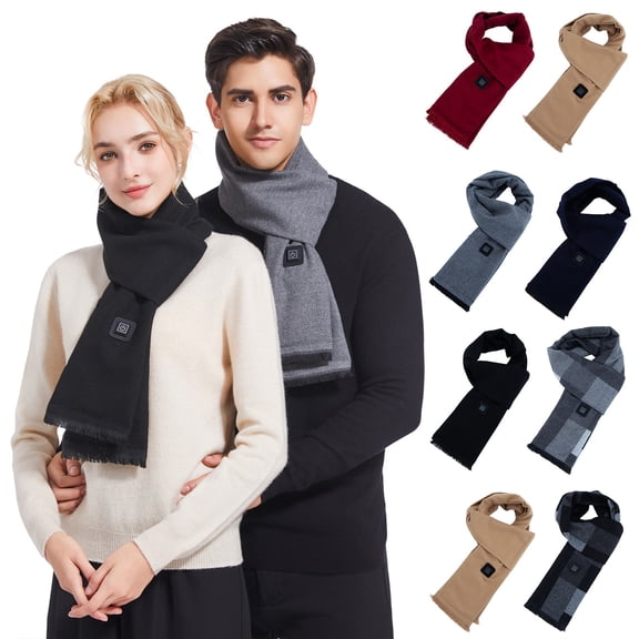 USB Heated Scarf for Women and Men Soft Winter Neck Warmer with Three Heating Zones