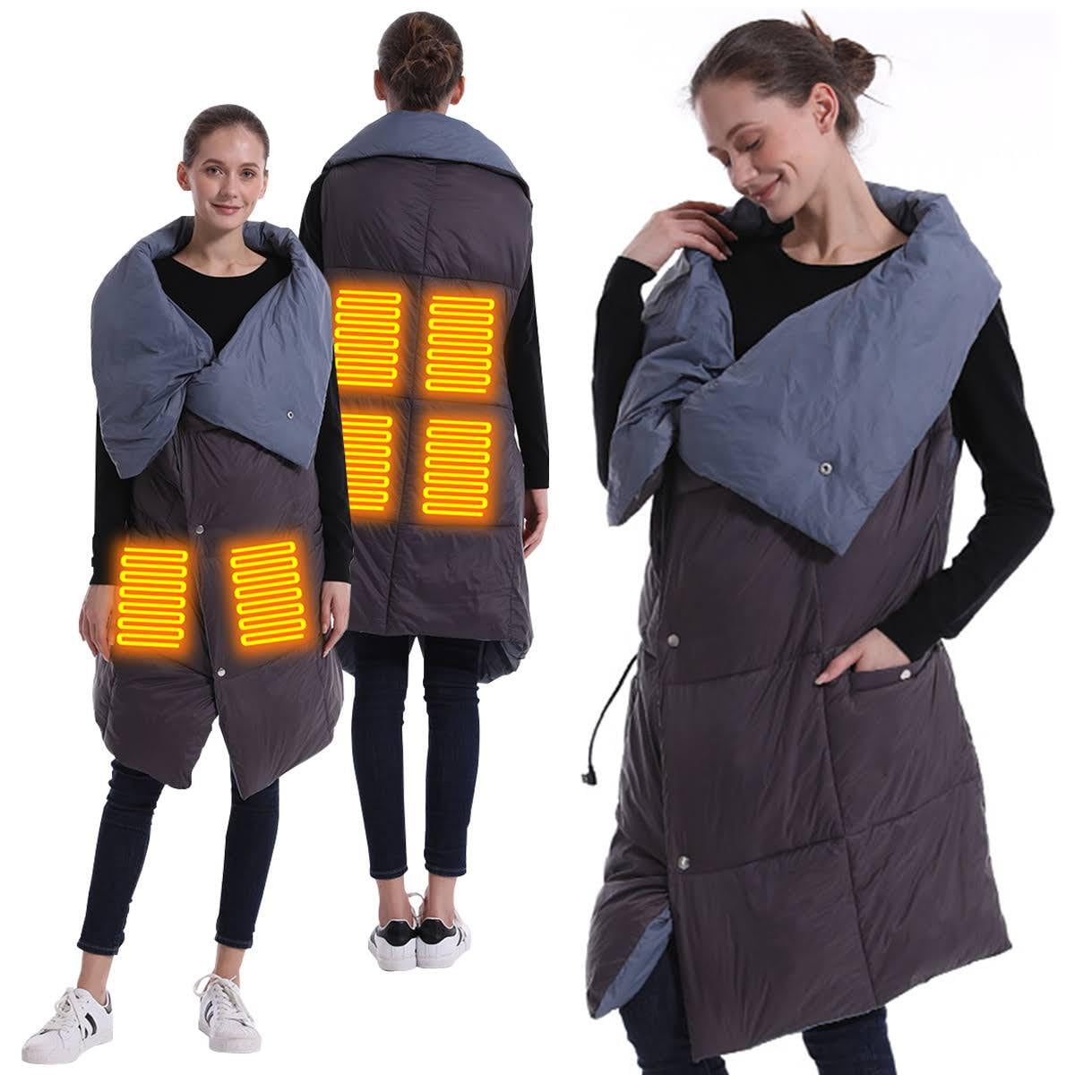 USB Heated Shawl Blanket Wearable Electric Vest Shawl Blanket with