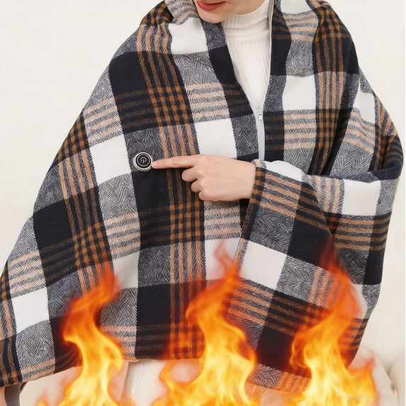 USB Heated Shawl Electric Blanket 3 Heat Settings Warming Wrap for Shoulders Neck and Back 56x28 Inch Soft Fleece Throw for Office Home Travel Computer Use Portable Heating Pad with USB Power