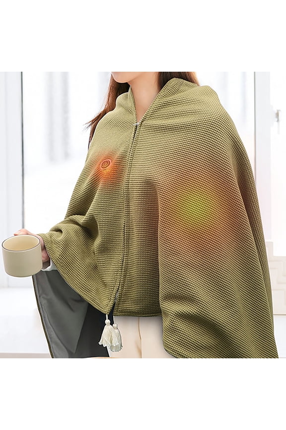 USB Heated Shawl Wrap,Knit Electric Warming Blanket Scarf with Adjustable Temperature, Portable for Indoor, Office & Travel in Cold Weather,Heated Accessories, Winter Shawl,B,1PC