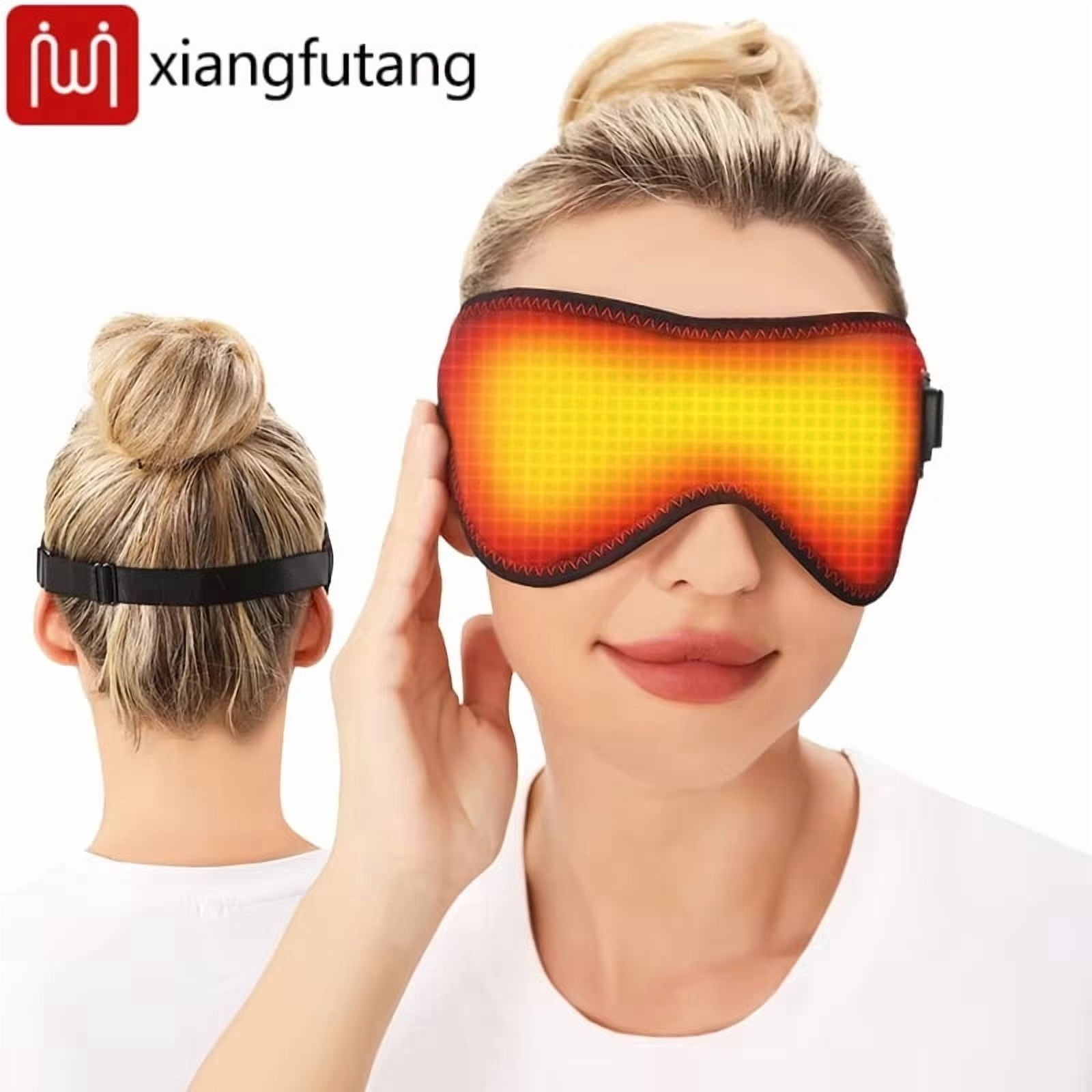USB Heated Sleep Mask, Far Infrared Eye Warmer, 3 Heat Levels, Adjustable Blackout, Non-Vibrating