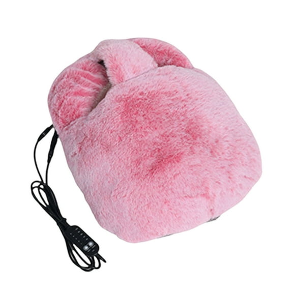USB Heated Slippers Foot Warmer Shoes Charger Electric Heating Shoes Winter Warm Plush Slippers for Women Men (Pink)