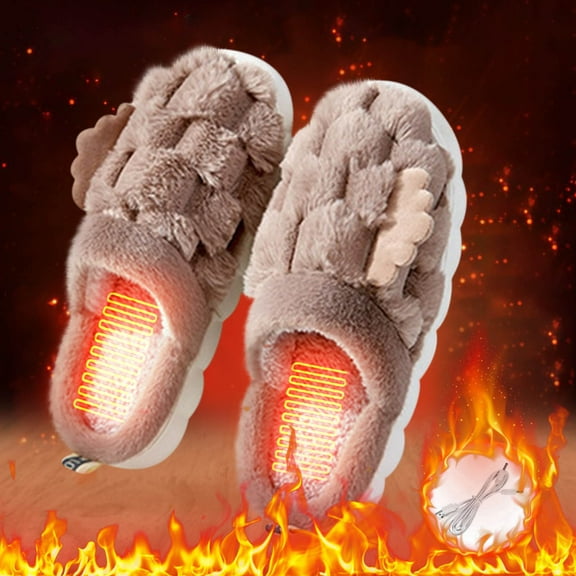 USB Heated Slippers Heated Feet Warmer Winter Office Heating Shoes Warm Indoor Comfy Slippers