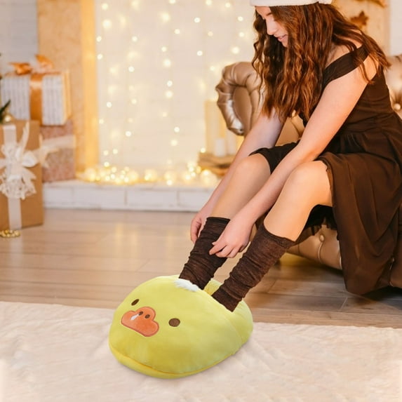 USB Heated Slippers for Men and Women, Portable Foot Warmers with Heating Pad, Ideal for Cold Feet at Home Office, Machine Washable(Yellow)