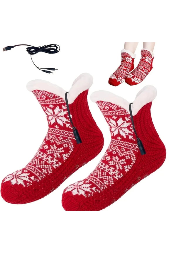 USB Heated Socks for Men and Women, Electric Foot Warmers with Anti-Slip Sole for Indoor Home & Office Use, Winter Heating Socks for Cold Feet, Plantar Fasciitis Relief