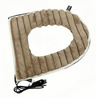 USB Heated Toilet Seat Cover - Plush Faux Fleece Winter Warmer w/ 5 Temperature Settings - Zippered Washable Commode Cushion for Household Bathroom