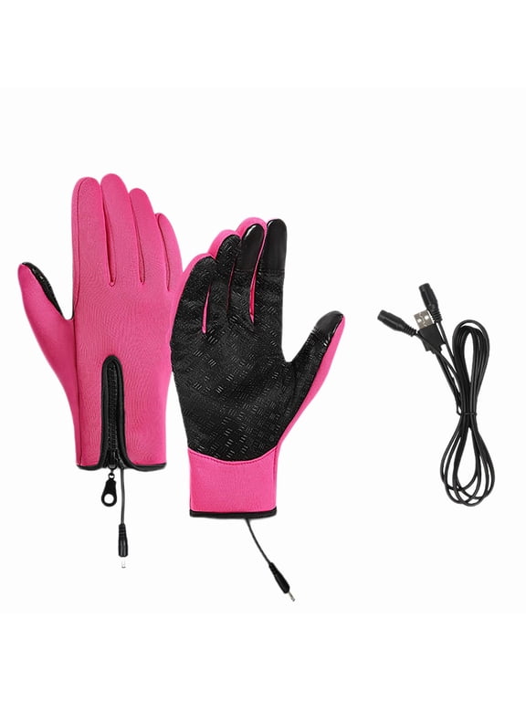 USB Heated Touch Screen Gloves for Men Women, Rechargeable Electric Thermal Ski Gloves, Waterproof Non-Slip Winter Snow Gloves, Windproof Fleece Lined Warm Mittens Hand Covers for Outdoor Riding
