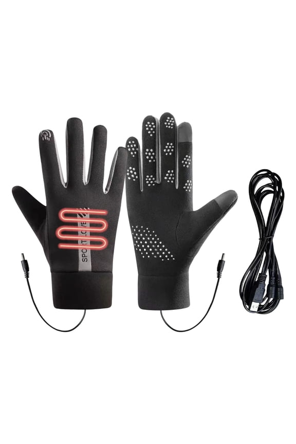 USB Heated Touchscreen Gloves - Waterproof & Constant Temperature Mittens for Men & Women - Suitable for Driving, Cycling, Hunting & Hiking in Winter - One Size Fits All, 3.9*9.3in, Black