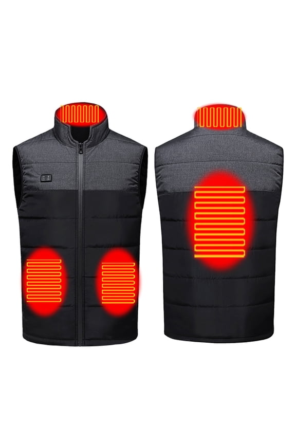 USB Heated Vest for Men and Women, 5V Battery Powered Warming Vest with 4 Heating Zones, Lightweight for Outdoor Sports Skiing Fishing(Black-S-4 Heating Areas)