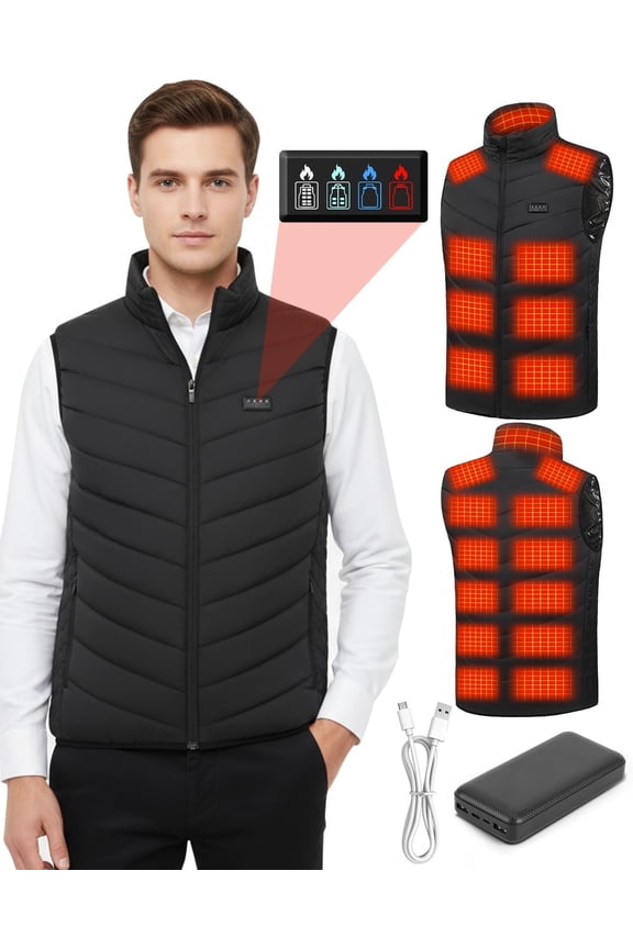USB Heated Vest for Men & Women, Ultra-Lightweight Washable Heating Jacket with Adjustable Warmth, Perfect for Outdoor Camping, Motorcycle Riding and Winter Sports